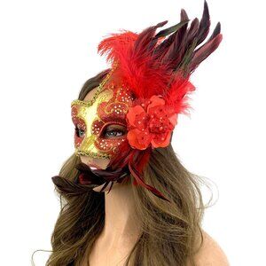 Women Costume Venetian mask Feather Masquerade Party Masks